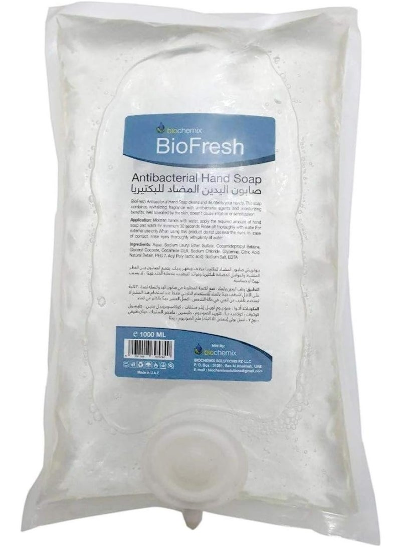 BioFresh Antibacterial Hand Soap Liquid Refill - 1000ml (1L) | Gentle & Moisturizing Hand Wash